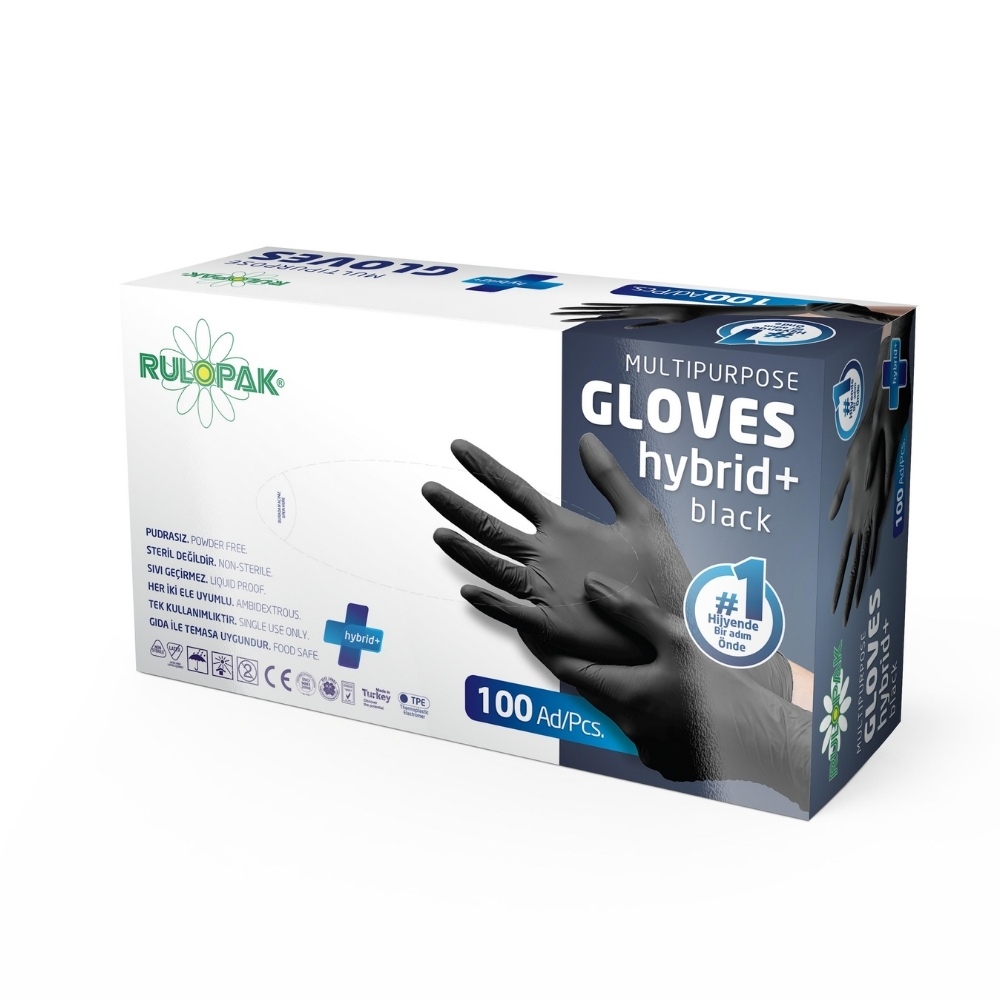 RULOPAK PE ELDİVEN S-M-L BEDEN 100 Adet (SİYAH) 