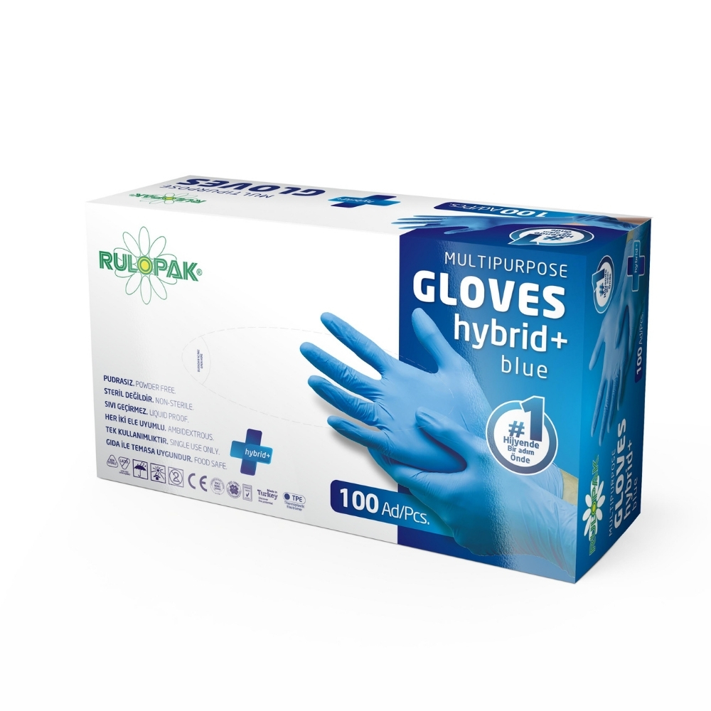 RULOPAK PE ELDİVEN S-M-L BEDEN 100 Adet (MAVİ) 